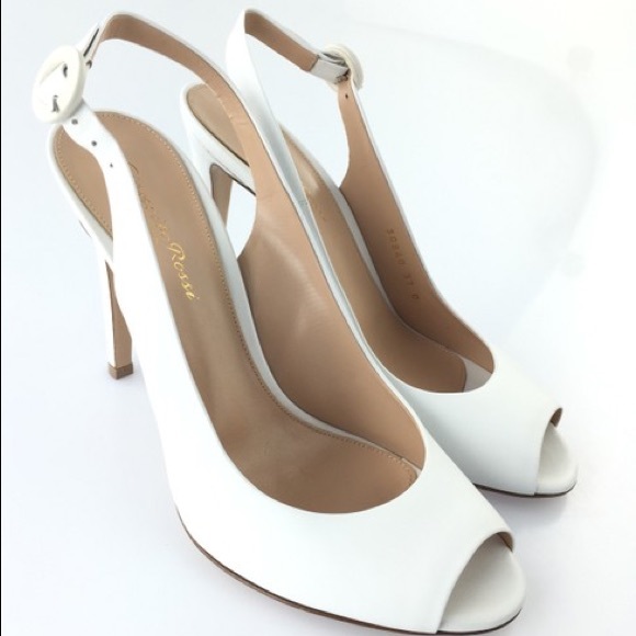 Gianvito Rossi White Leather Peep Toe sling back pumps size 37 - Picture 7 of 8